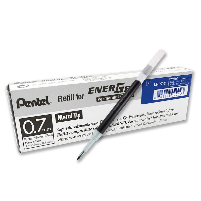 بنتل حبر إعادة تعبئة Pentel - لقلم الجل الدائم EnerGel PRO، (0.7 مم) خط متوسط، حبر أزرق - LRP7-C، عدد 12 (عبوة من قطعة واحدة) - Image 1